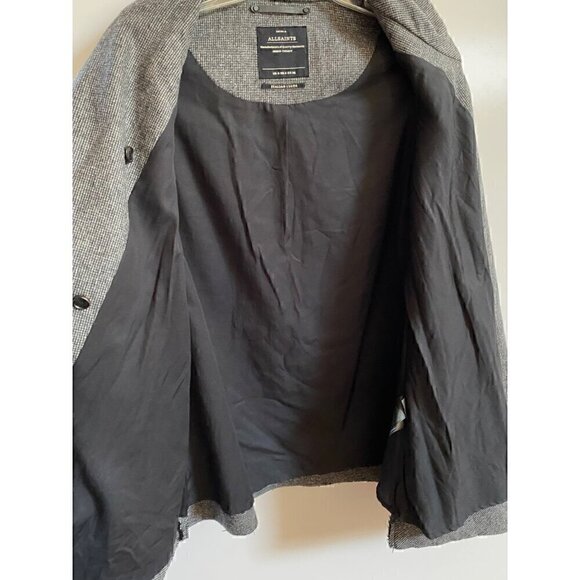 allsaints check monument wool  coat sz us 4 gray check houndstooth italian cloth - Picture 3 of 17